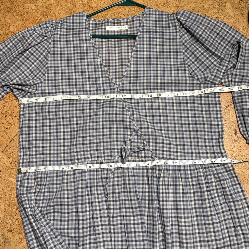 Christy Dawn The Saunders 100% Organic Cotton Slate Gingham Dress NWOT Sz XL - Picture 14 of 17